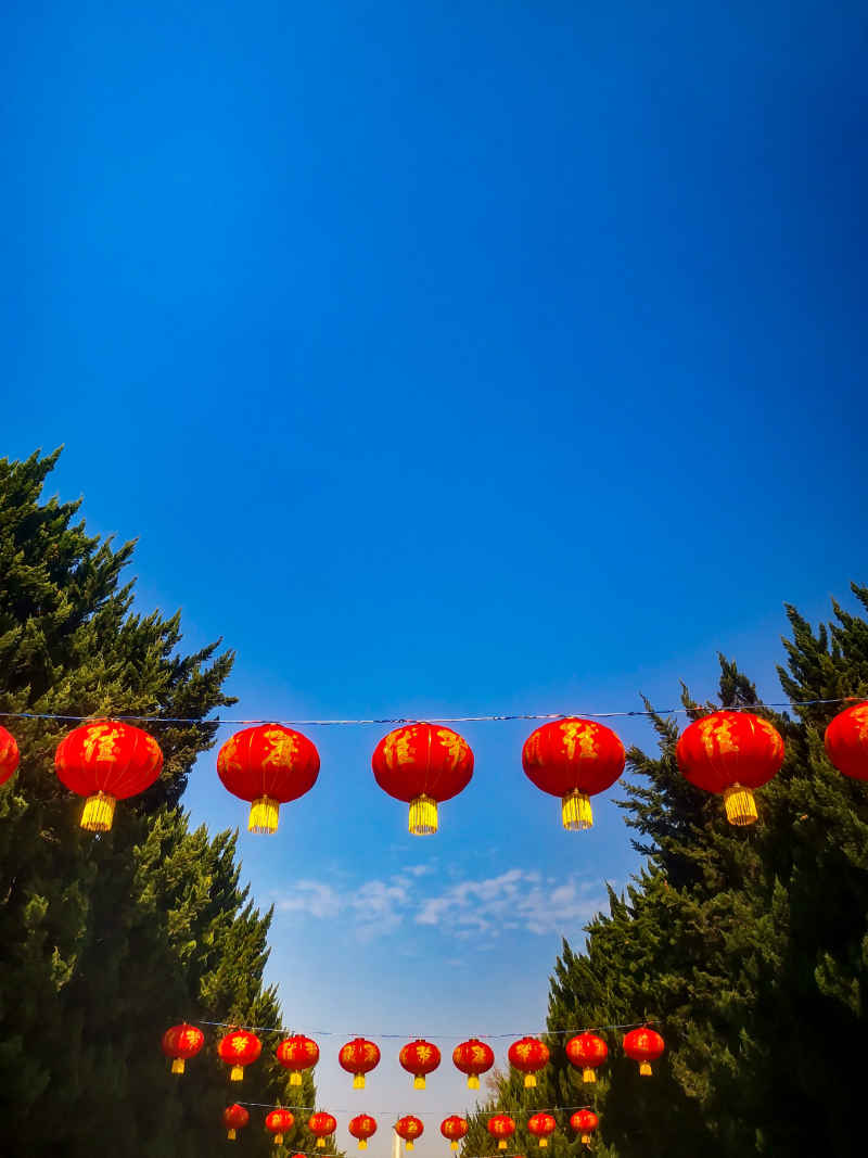过年城市喜庆红灯笼中国年装饰摄影图 