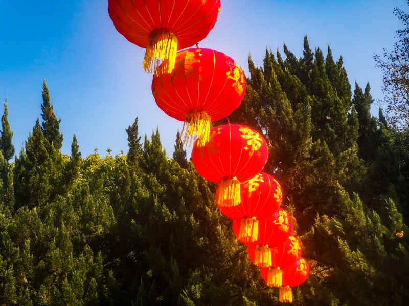 过年城市喜庆红灯笼中国年装饰摄影图 