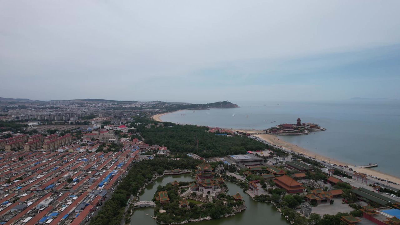 山东蓬莱旅游景区八仙过海景区航拍