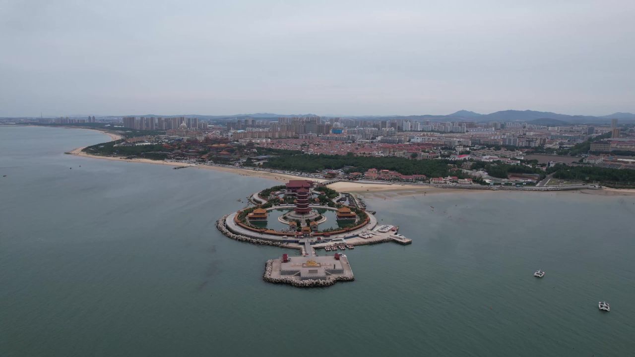 山东蓬莱旅游景区八仙过海景区航拍