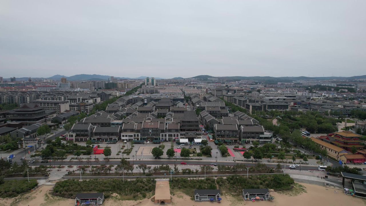 山东蓬莱旅游城市航拍