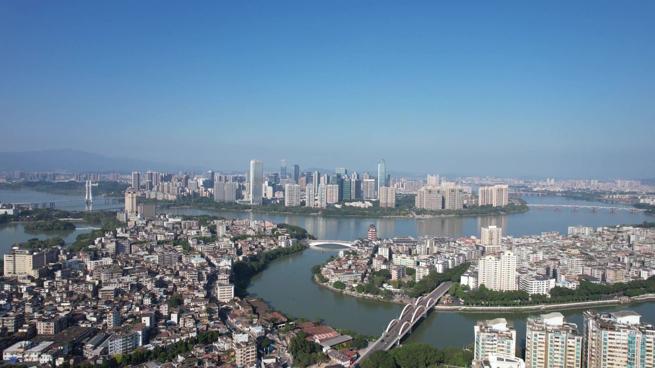 广东惠州城市全景大景航拍