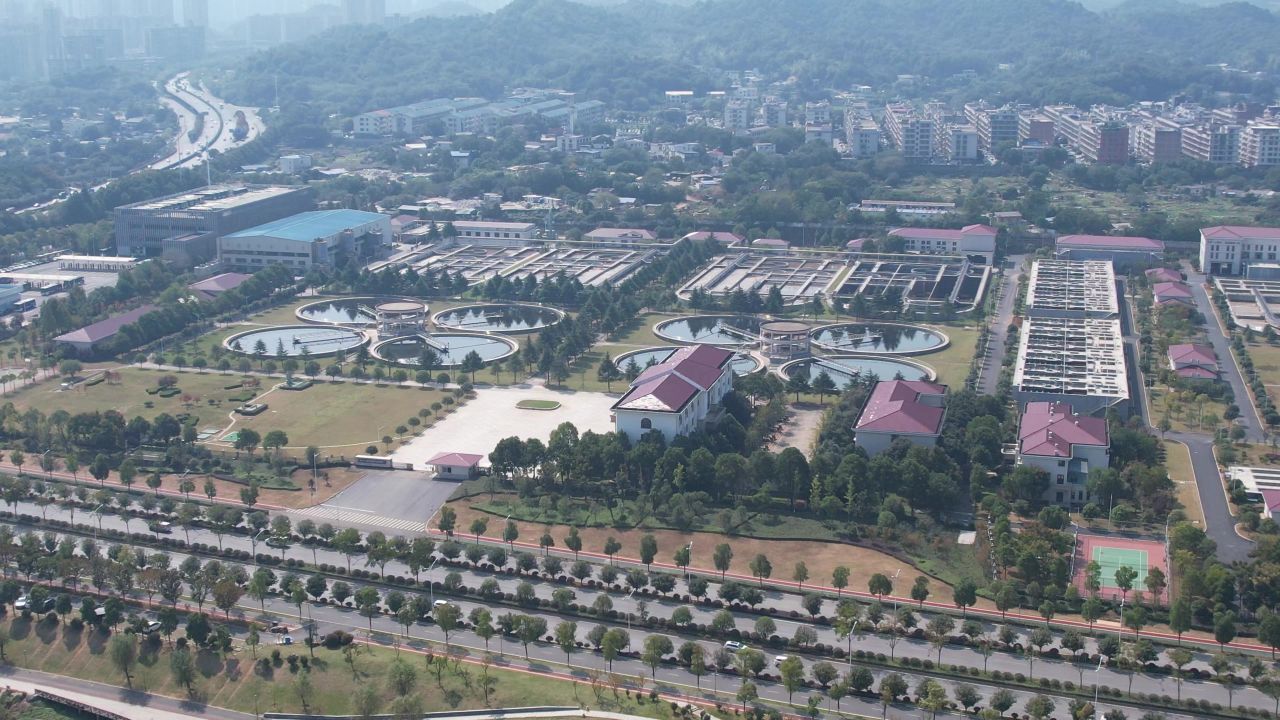 城市污水处理厂过滤航拍 
