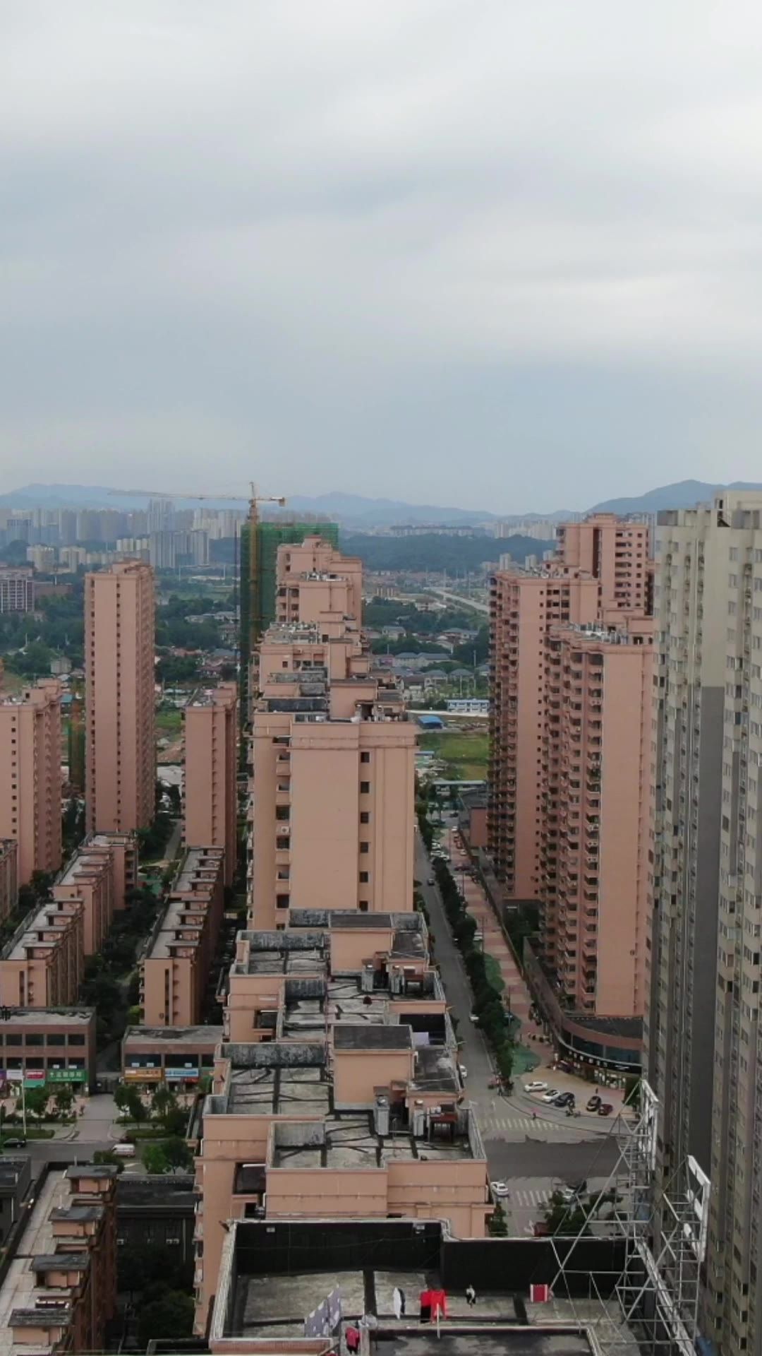 城市航拍安置房住宅小区竖屏