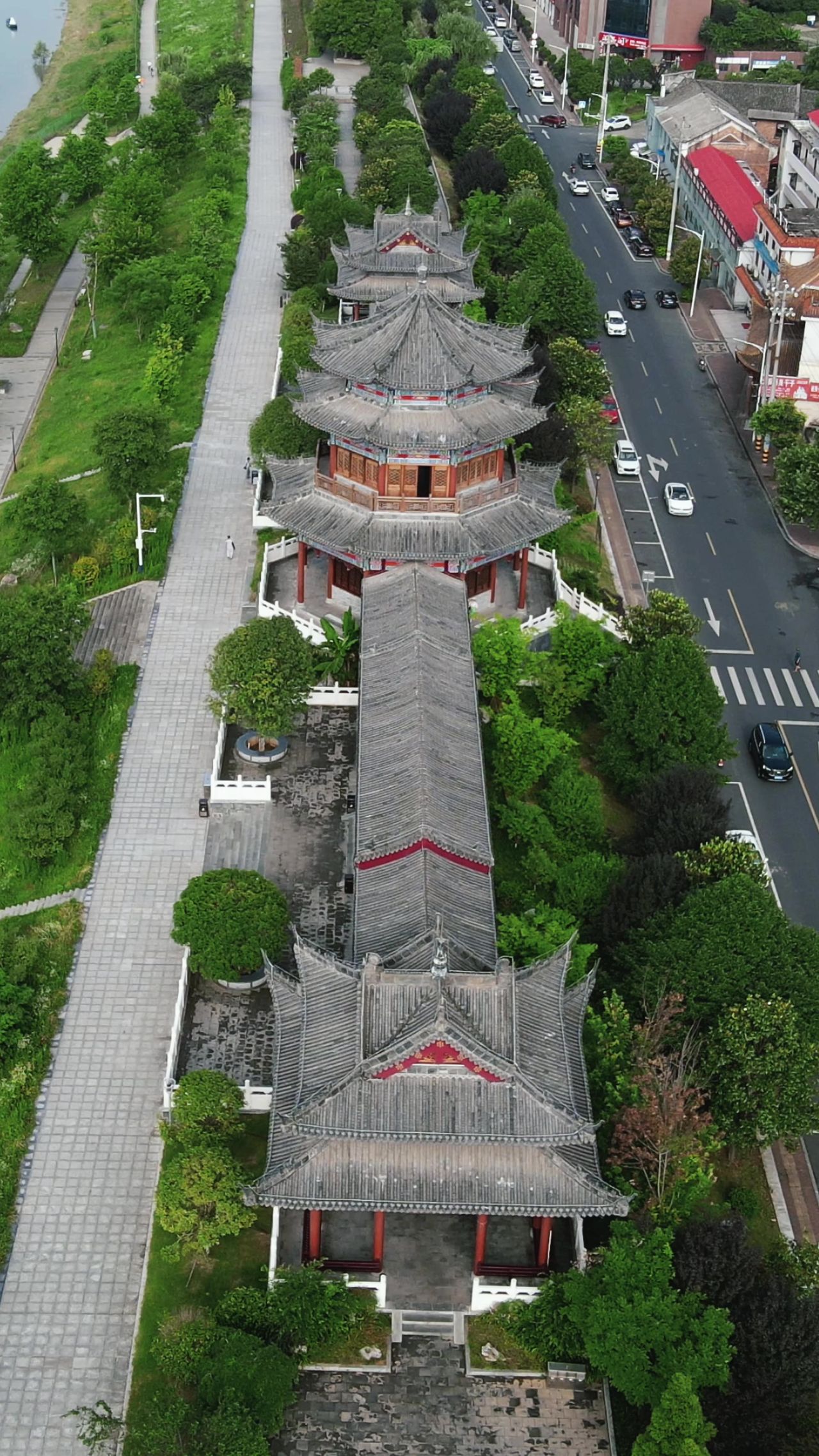 城市航拍湖南益阳文昌阁古建筑