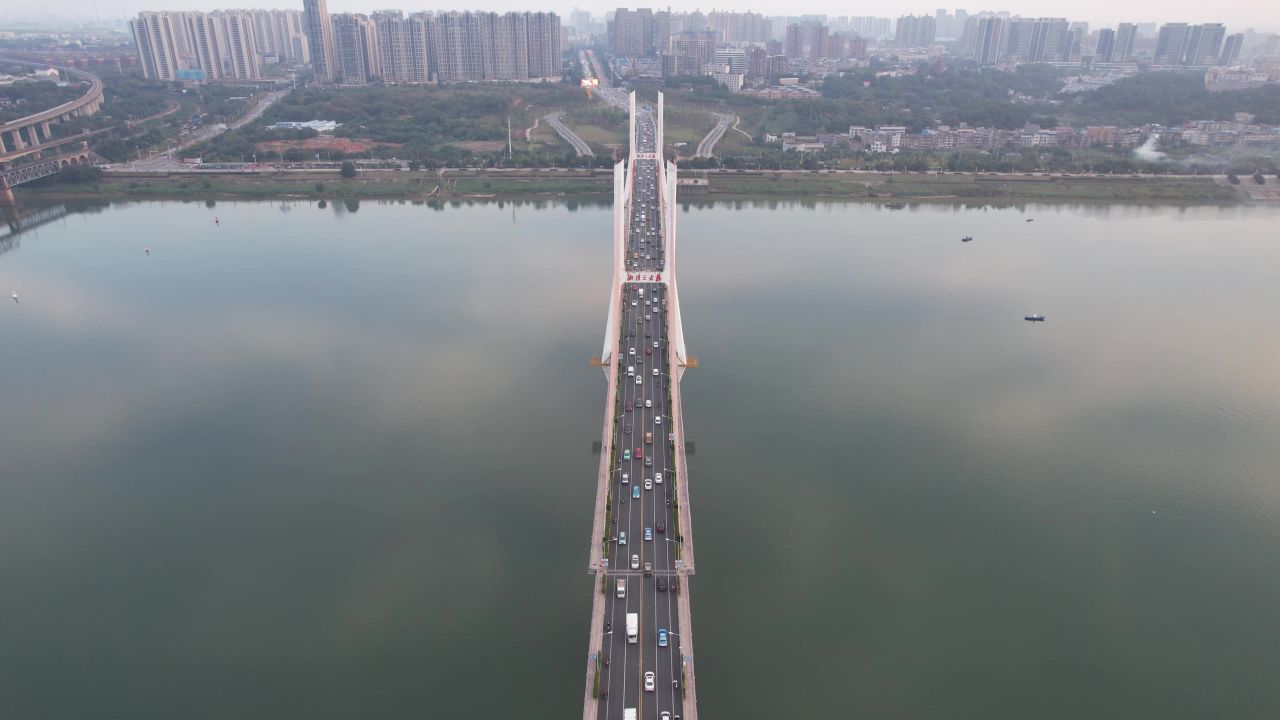 湖南湘潭城市风光地标建筑航拍 