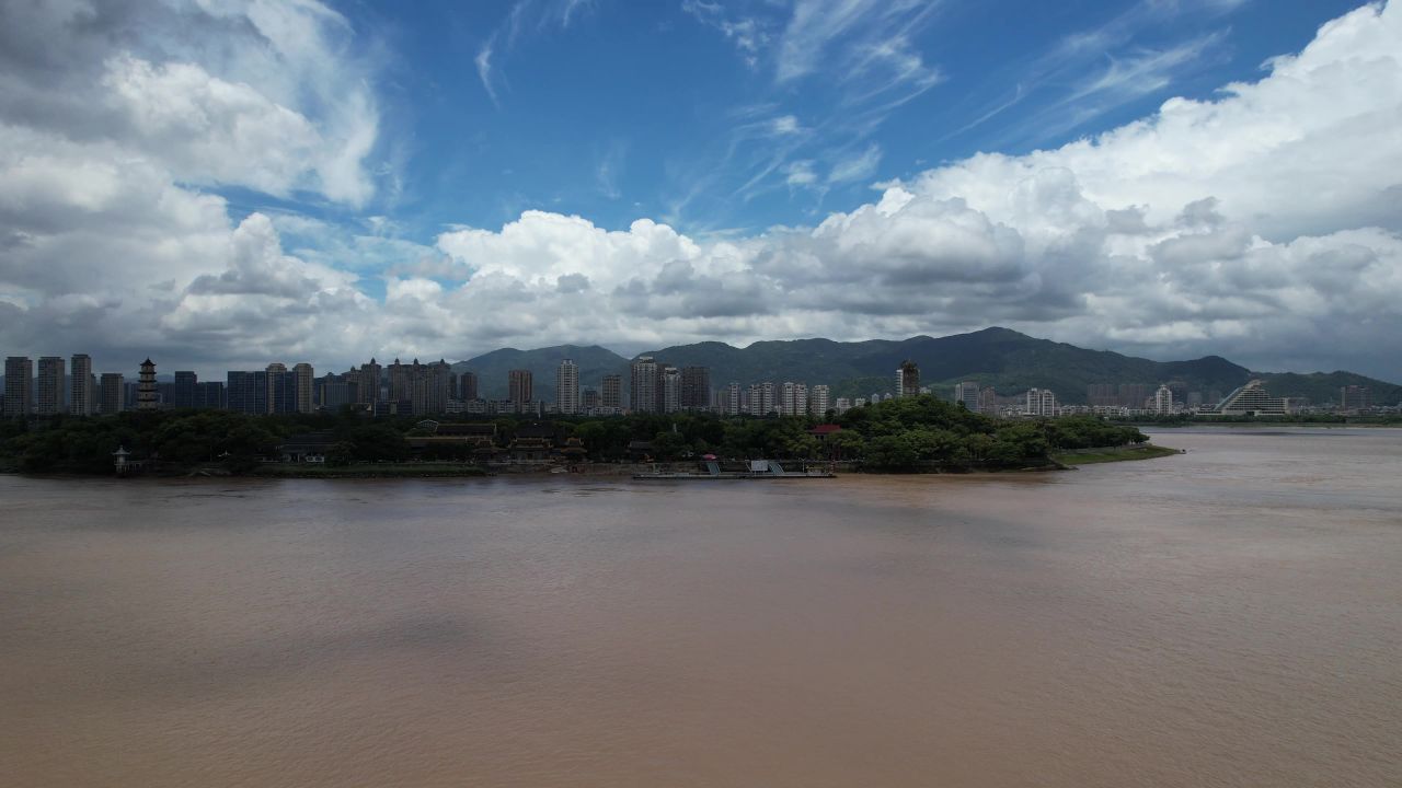 浙江温州江心屿4A景区航拍 