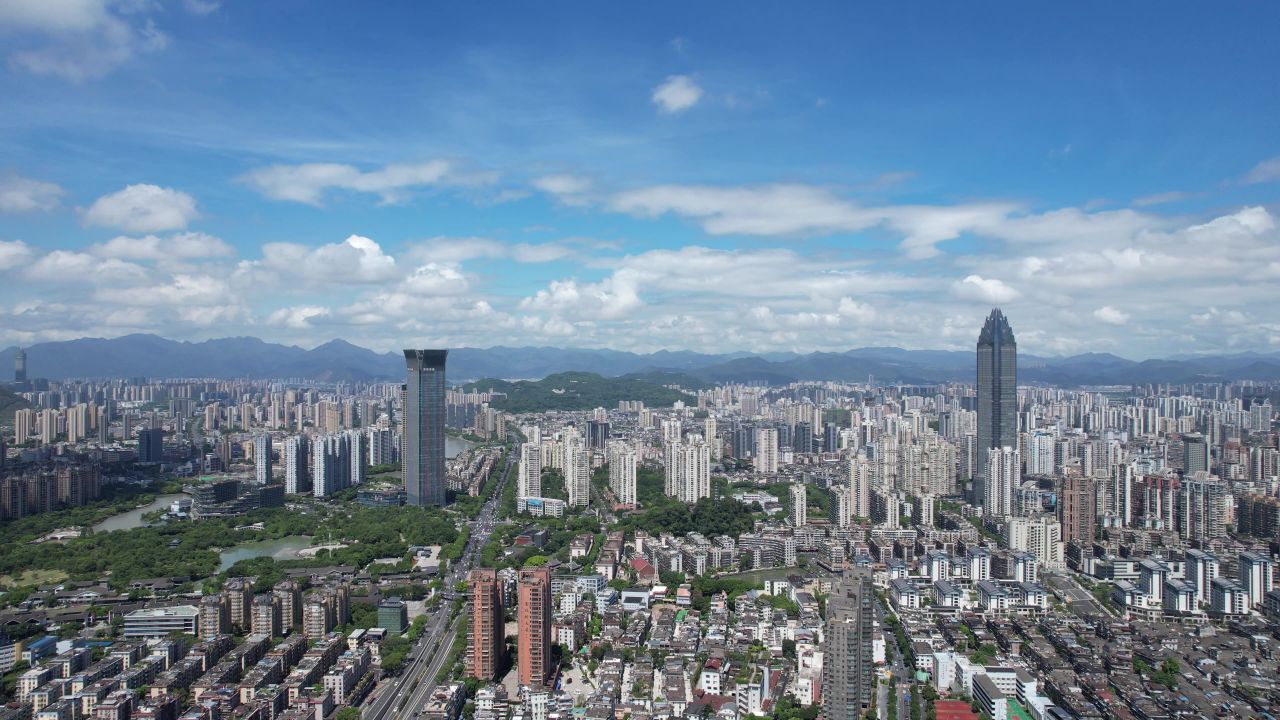 浙江温州城市风光城市全景