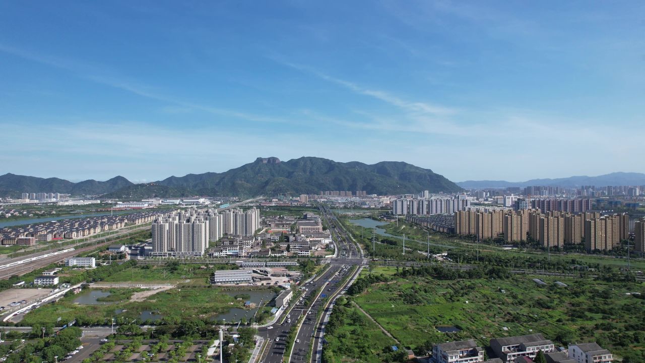 浙江台州西站高铁站航拍