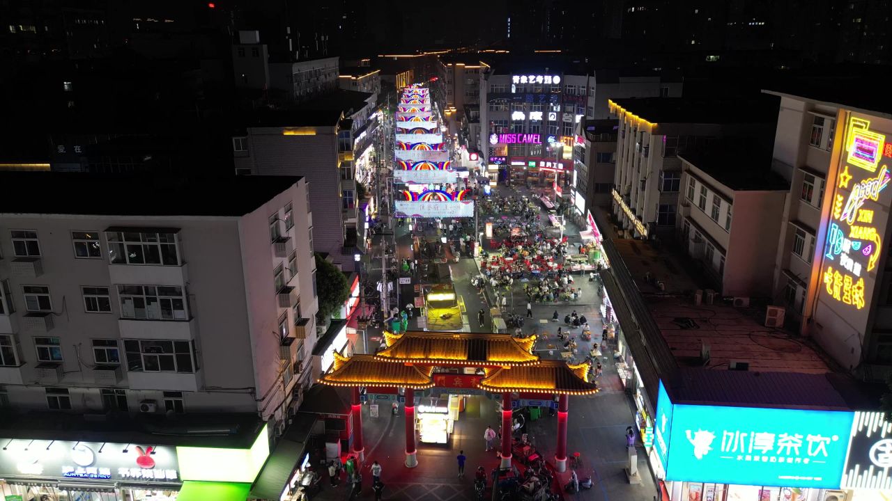 河南新乡城市夜景灯光航拍