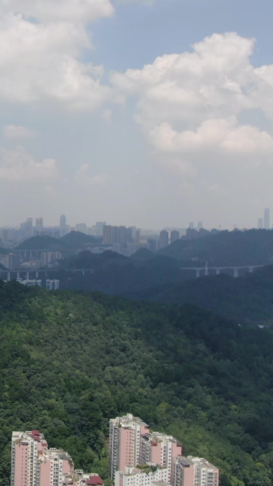 城市航拍贵阳山中高楼建筑