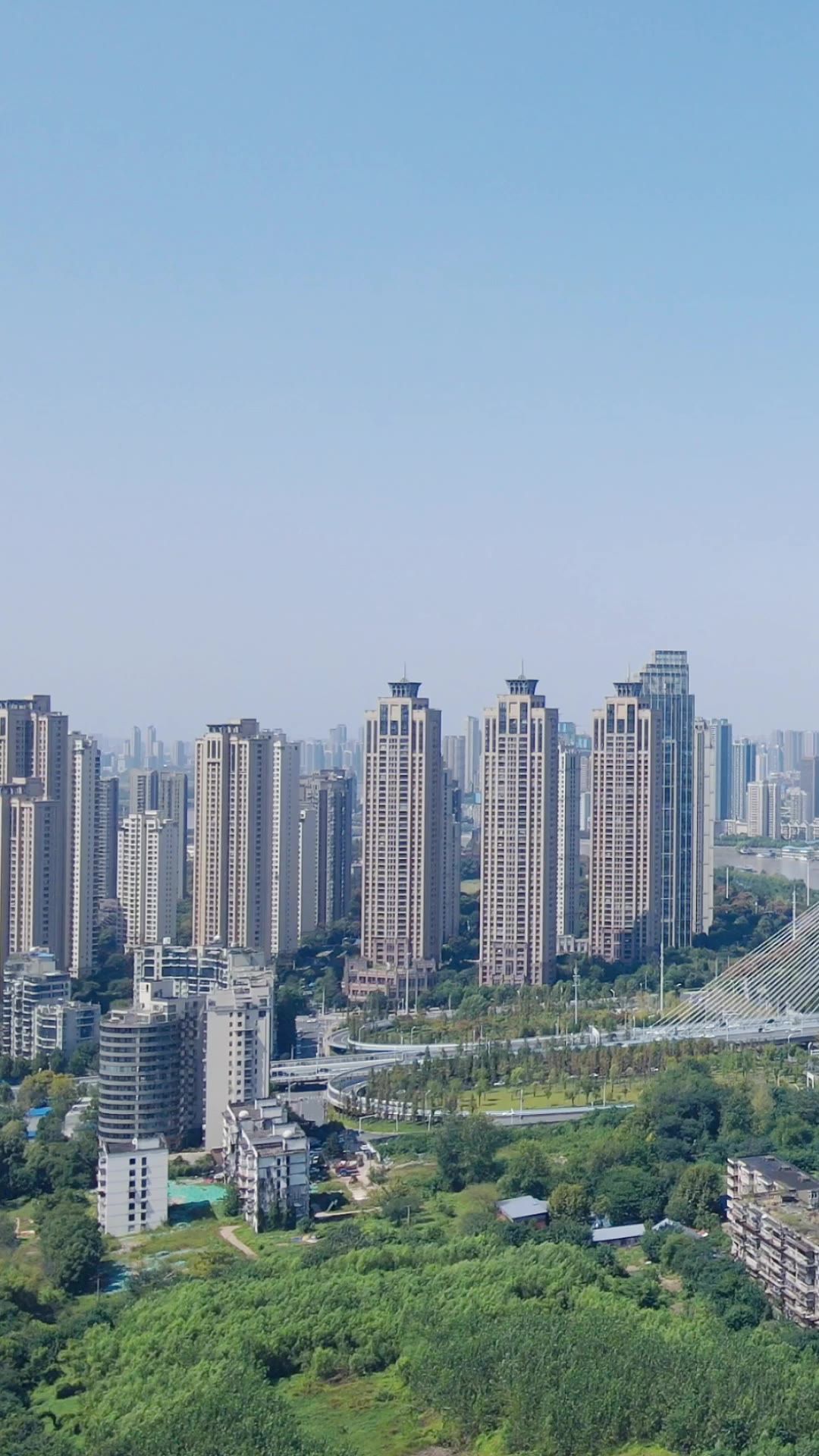 城市 航拍 湖北 武汉 城市 宣传片地标 建筑竖屏 