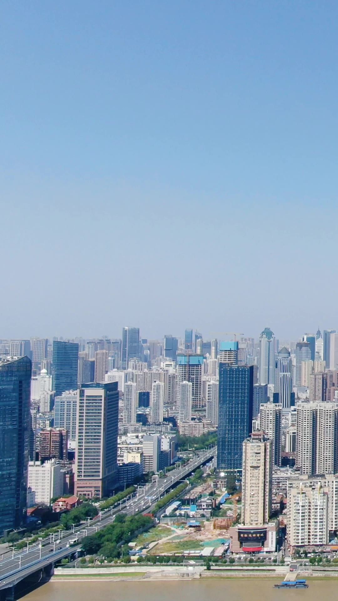 城市航拍武汉汉口城市风光 