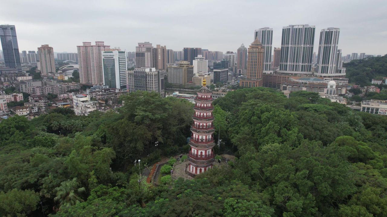 广东中山城市风光航拍 