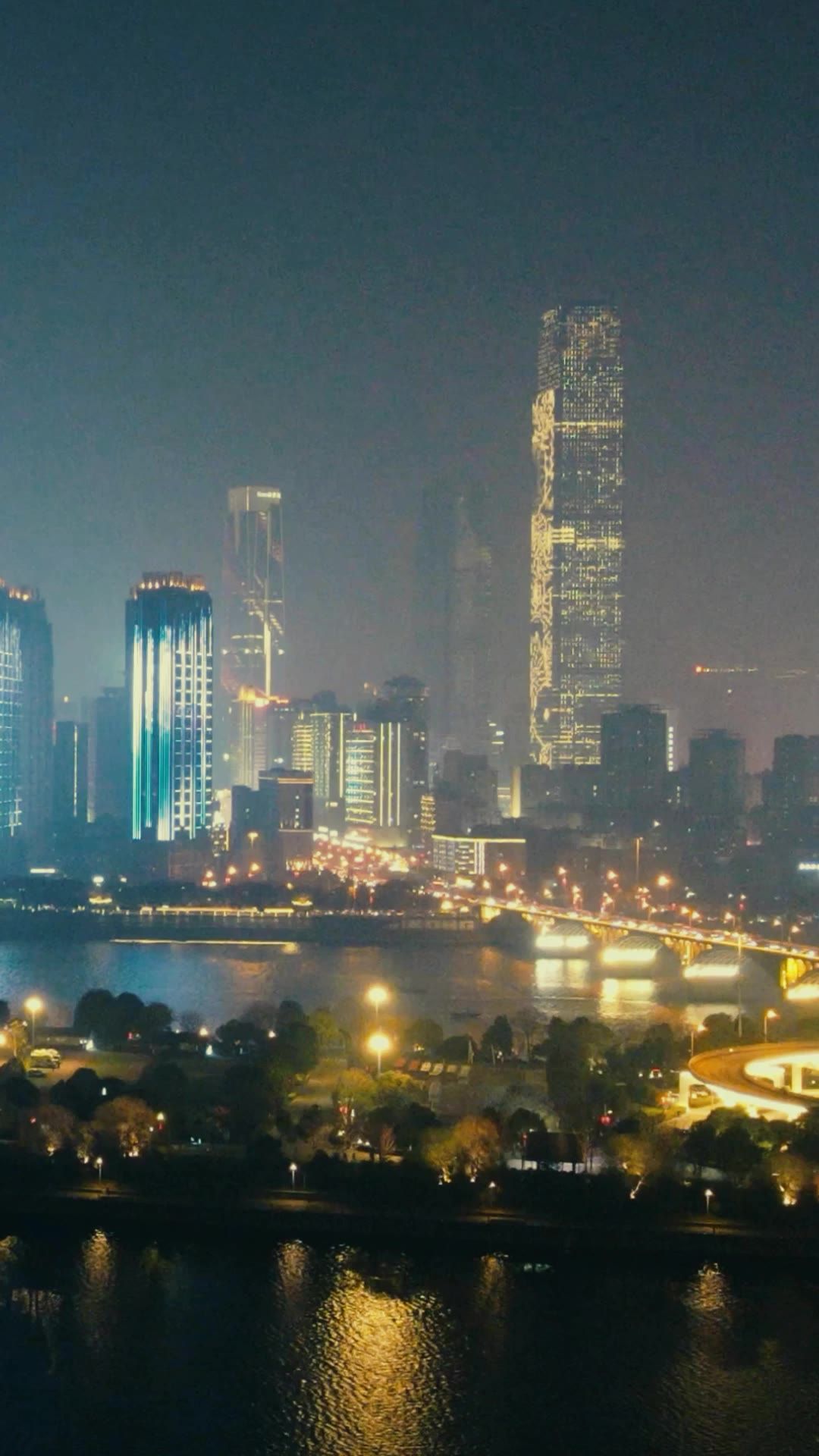 城市延时城市夜景航拍移动延时