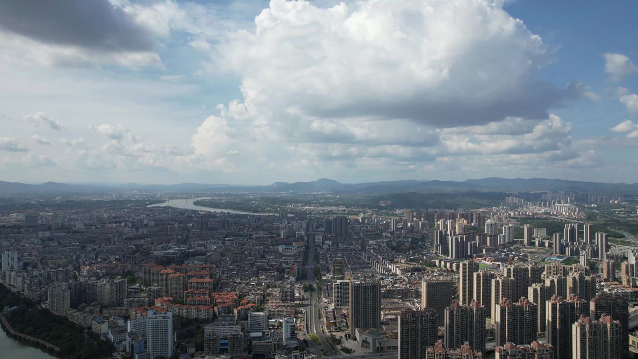 江西赣州城市风光航拍 