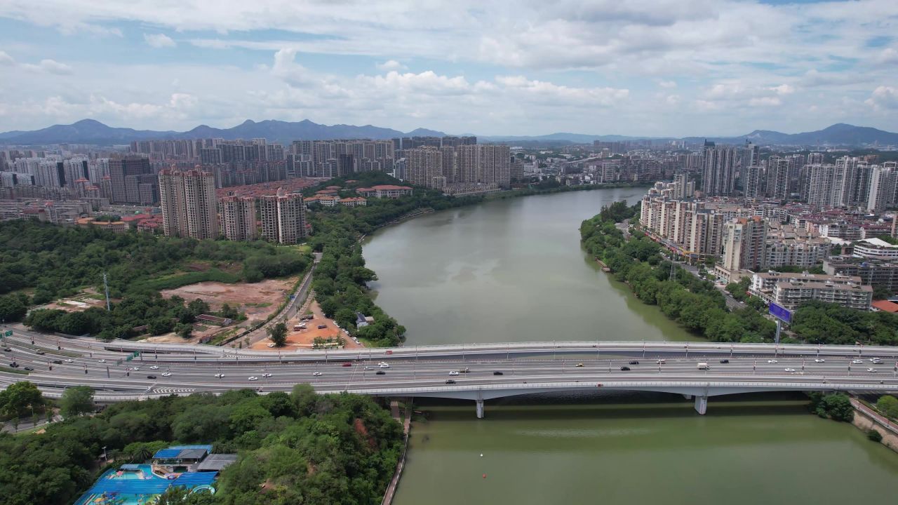 江西赣州城市风光航拍 