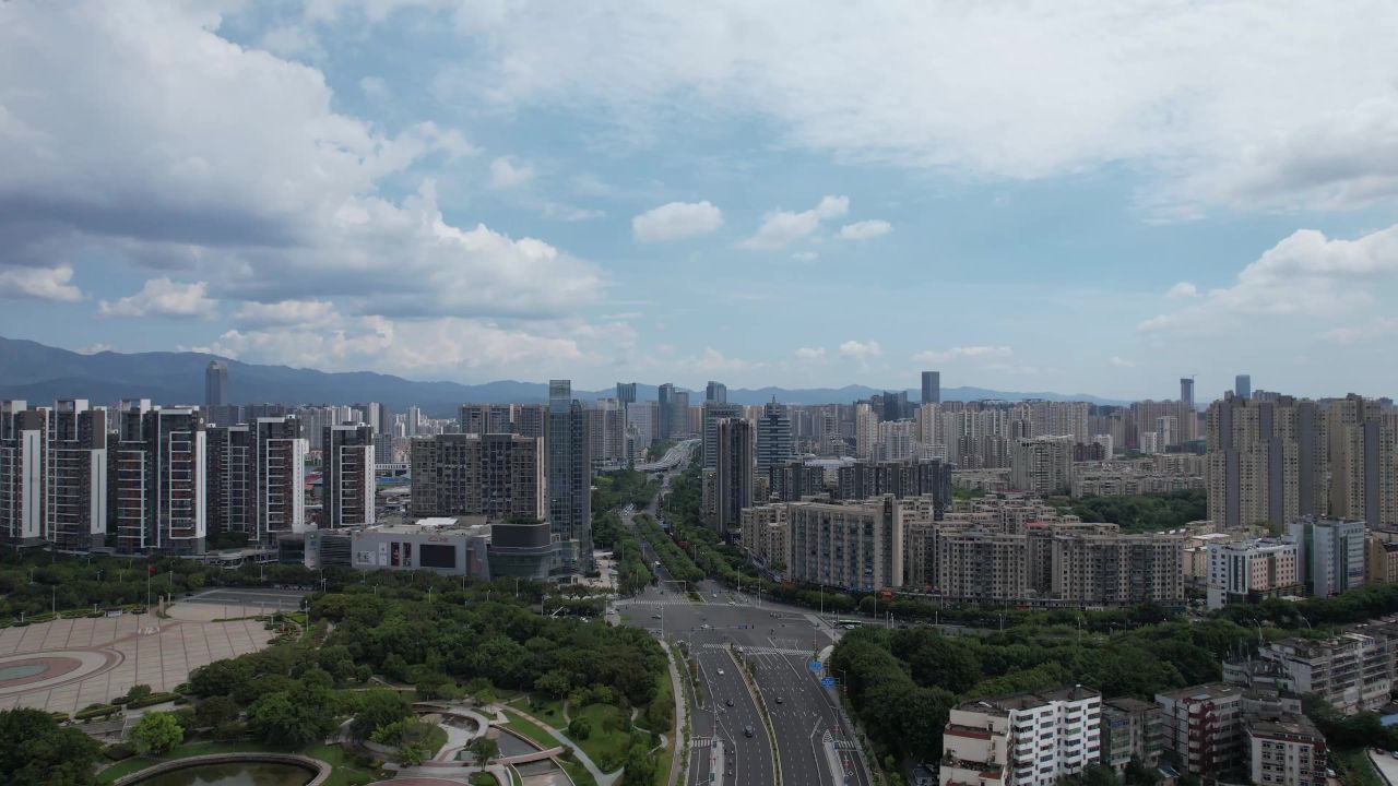 江西赣州城市风光航拍 