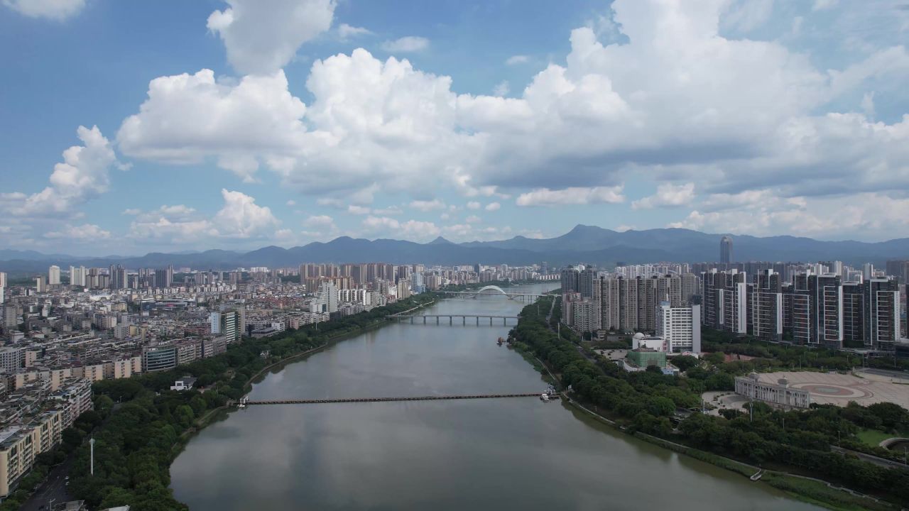 江西赣州城市风光航拍 