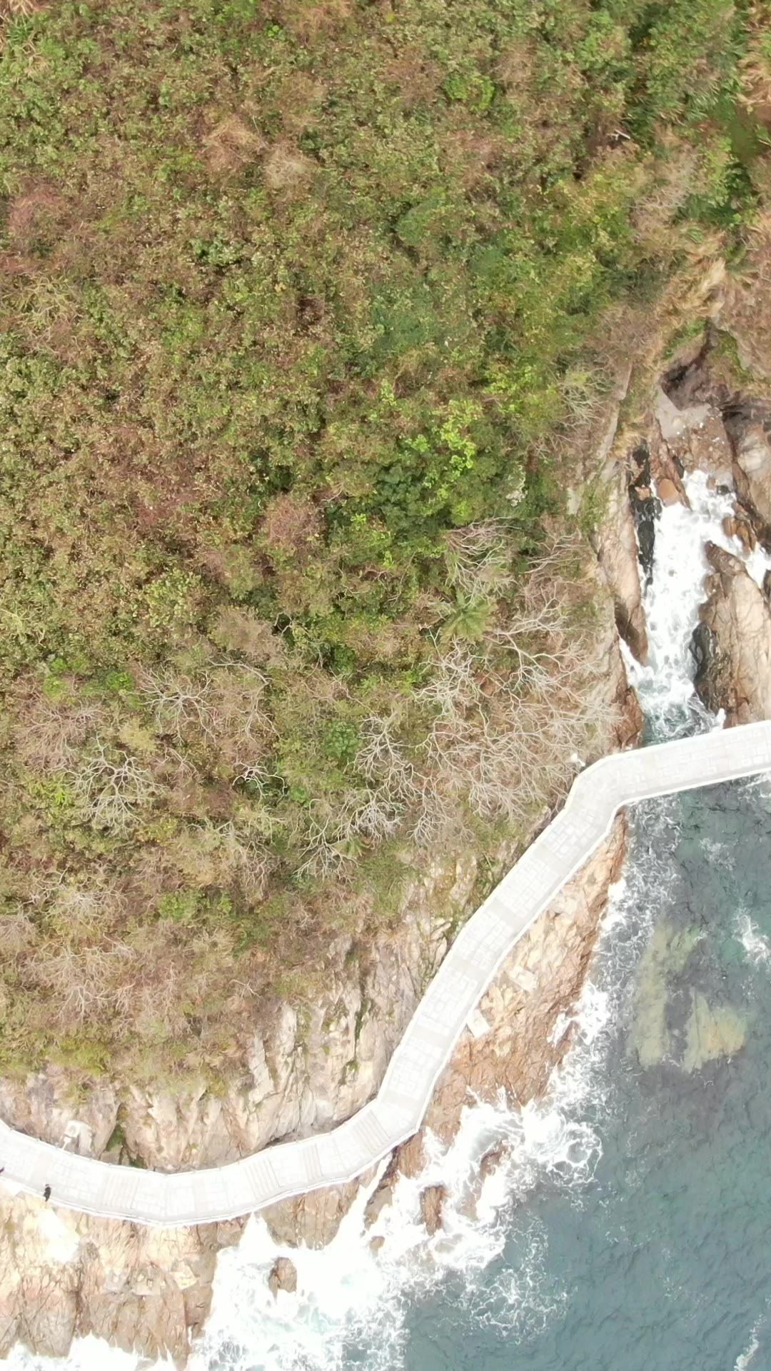 旅游景区深圳大眉山海滨步道竖屏航拍