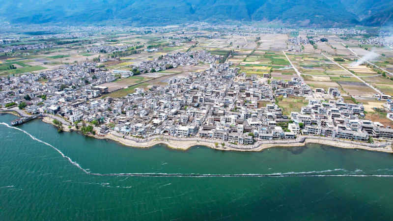 大理洱海S湾航拍  