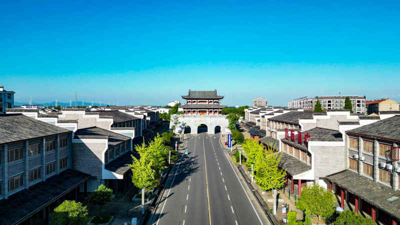 古镇建筑湖北孝感丹阳古镇航拍  
