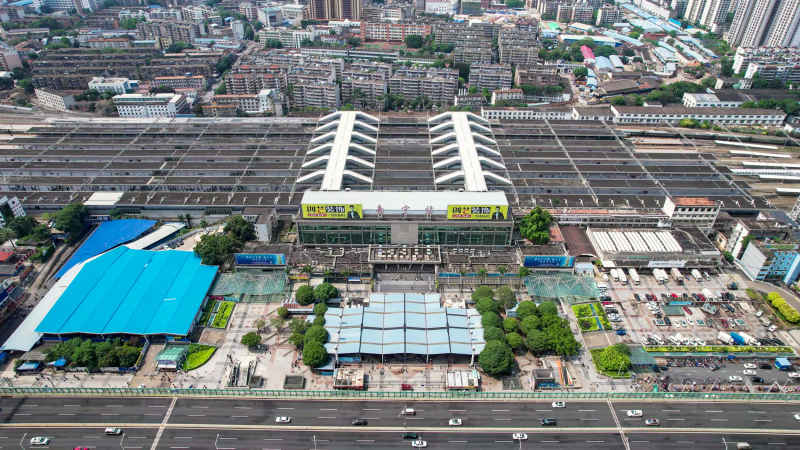广西南宁候车站交通航拍  