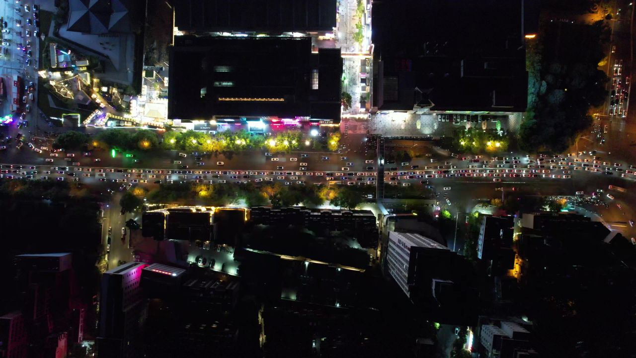 城市 夜景 高架桥 交通 航拍