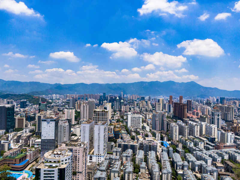 福建福州城市风光蓝天白云航拍摄影图 