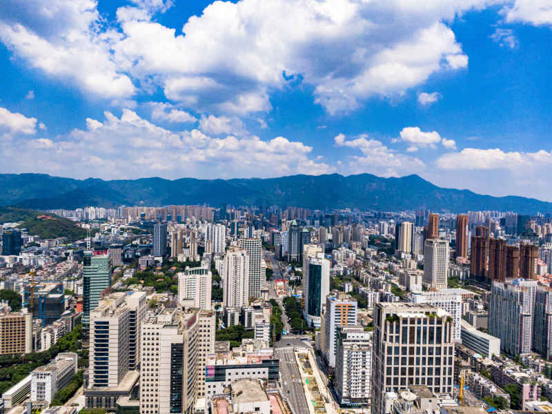 福建福州城市风光蓝天白云航拍摄影图 