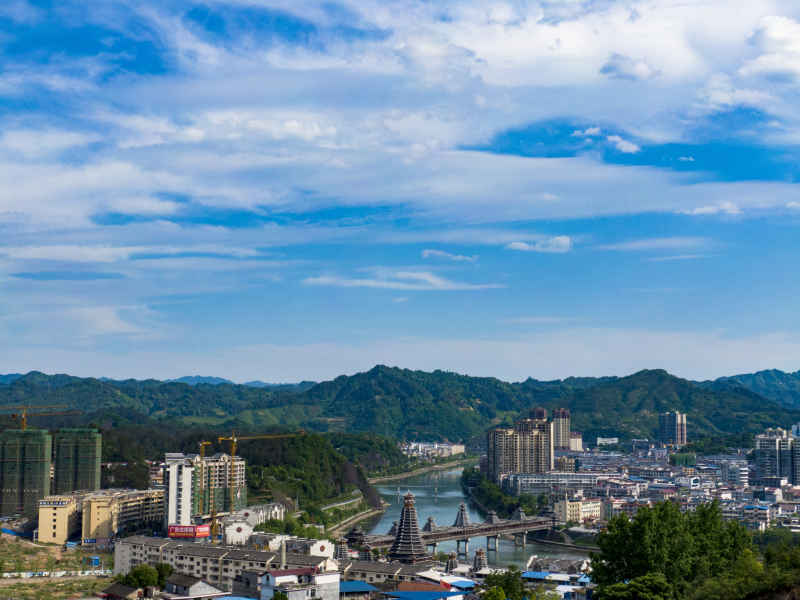 湖南新晃县城建设航拍 