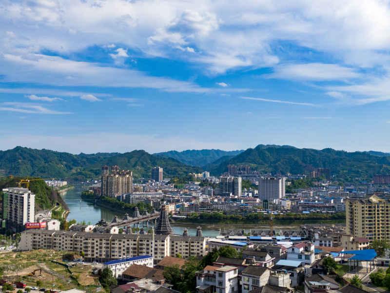 湖南新晃县城建设航拍 