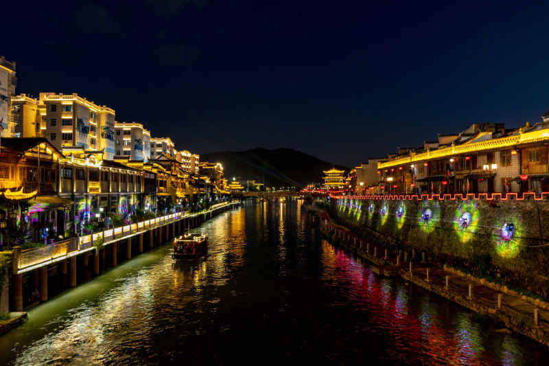 福建汀州古城夜景灯光