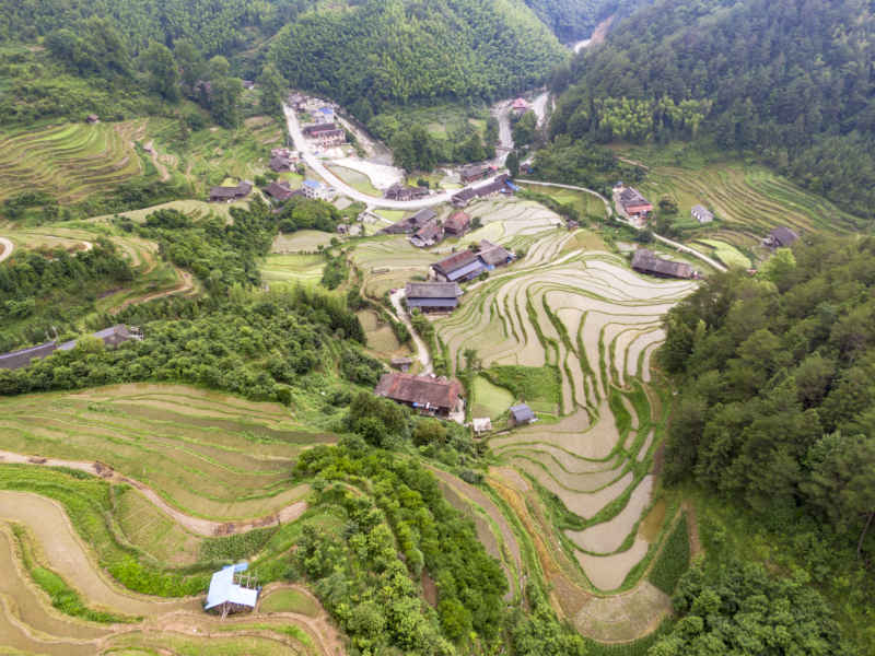 高山梯田农田农业种植航拍