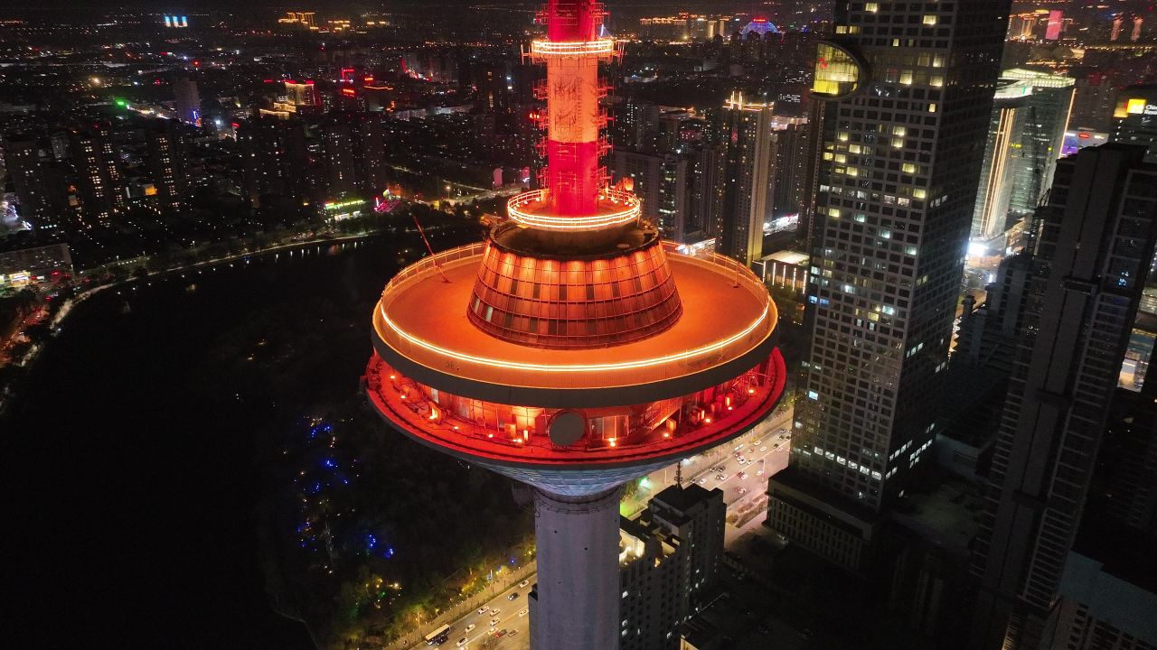 沈阳彩电塔 城市夜景宣传 城市地标