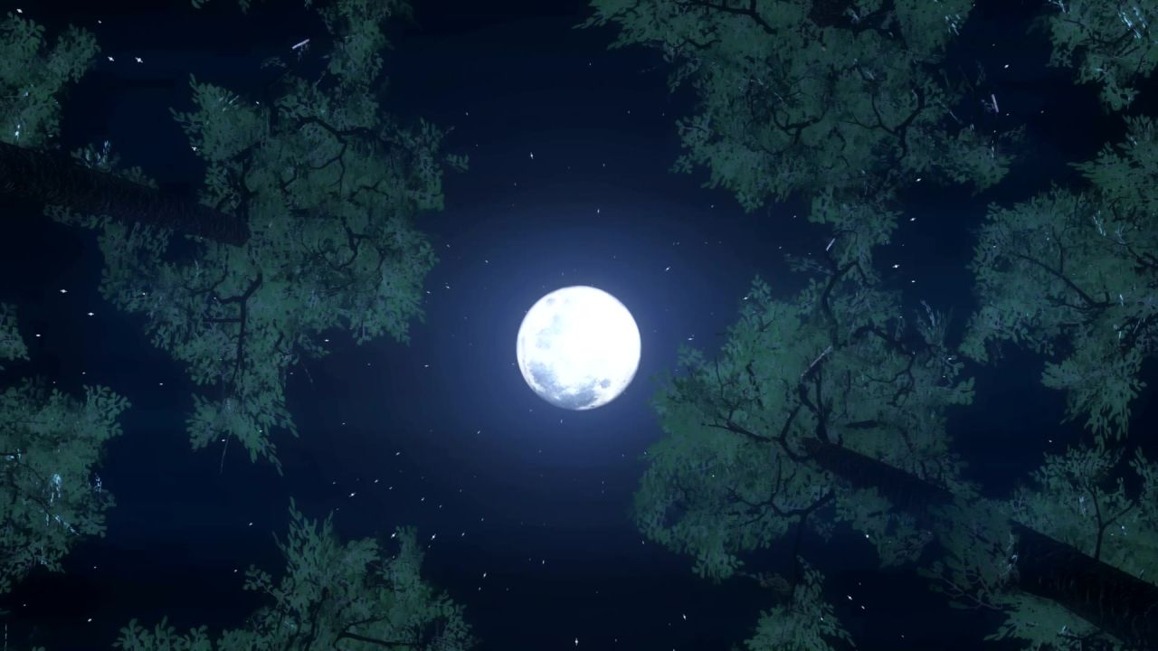 唯美大海上升月亮白月光蓝色夜空圆月明月大屏幕舞台LED视频  79
