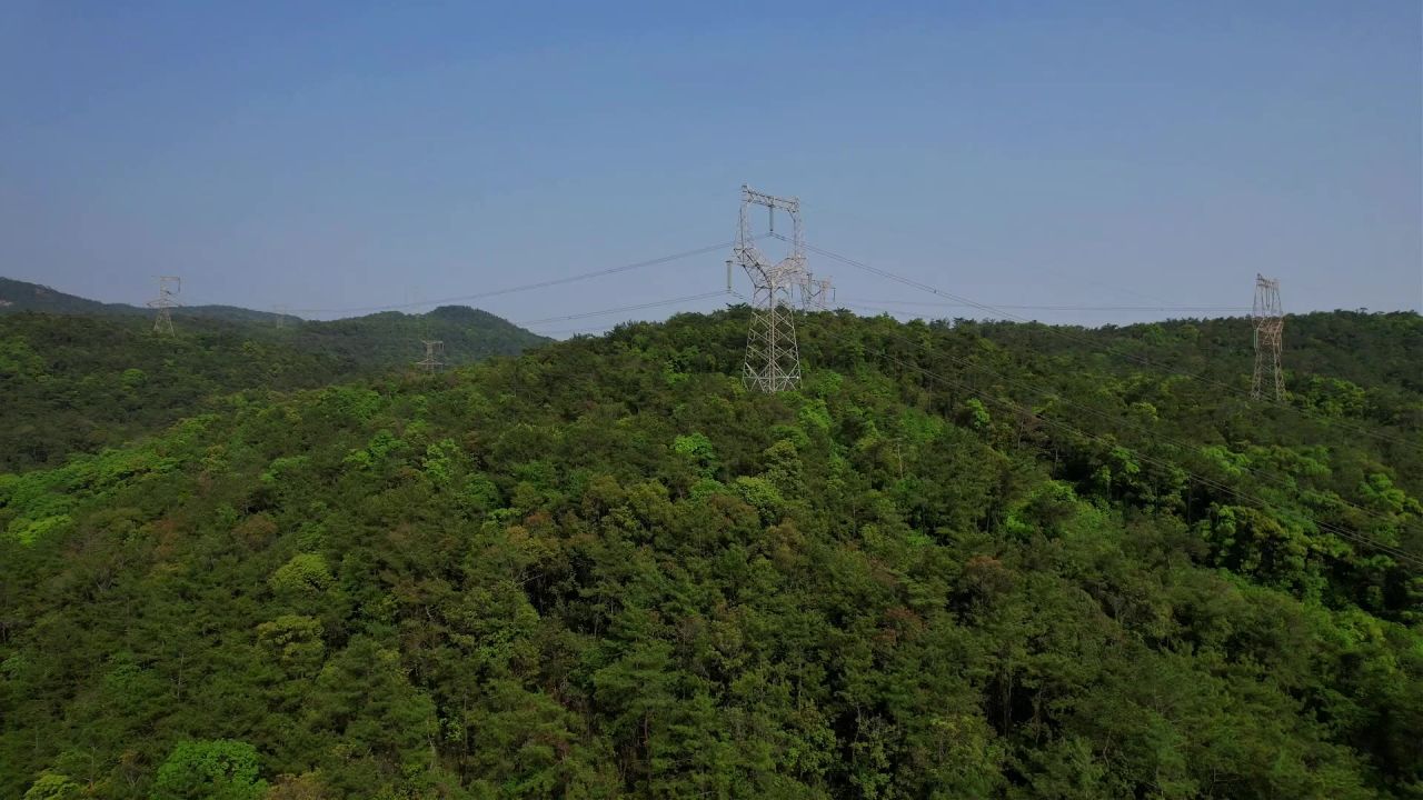 航拍绿色山林景观