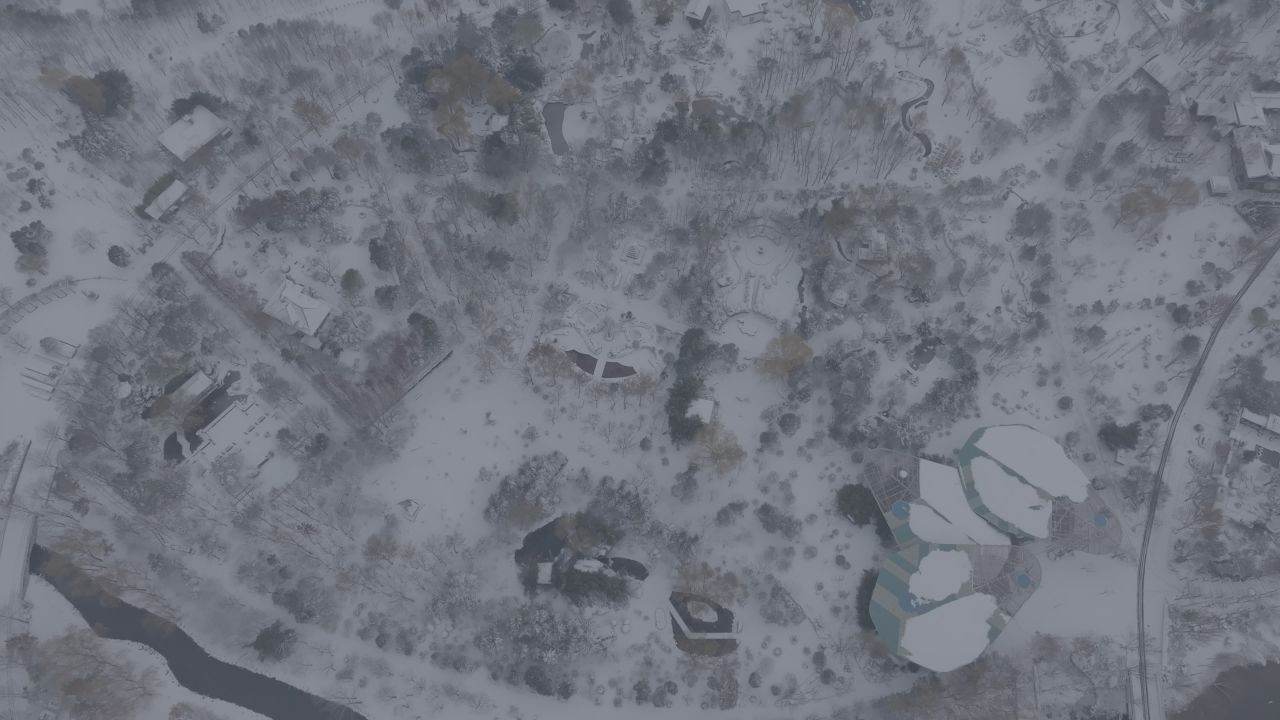 航拍公园雪景 12