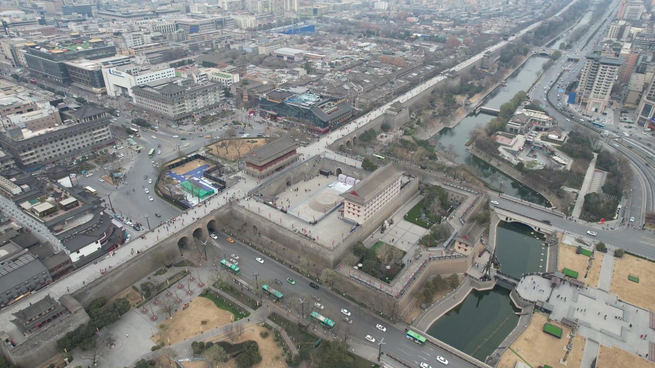 陕西西安古城墙永宁门历史文化