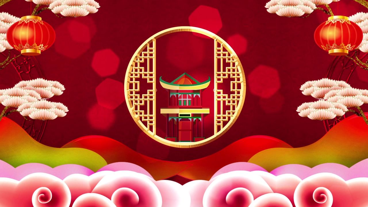 古风背景视频 中国风 意境春天 桃花 水墨 60