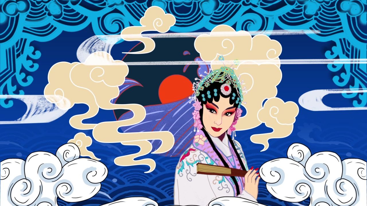 古风背景视频 中国风 意境春天 桃花 水墨 31