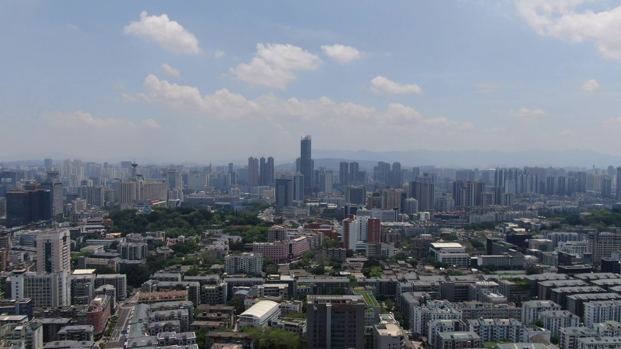 福建福州城市全景天际线航拍