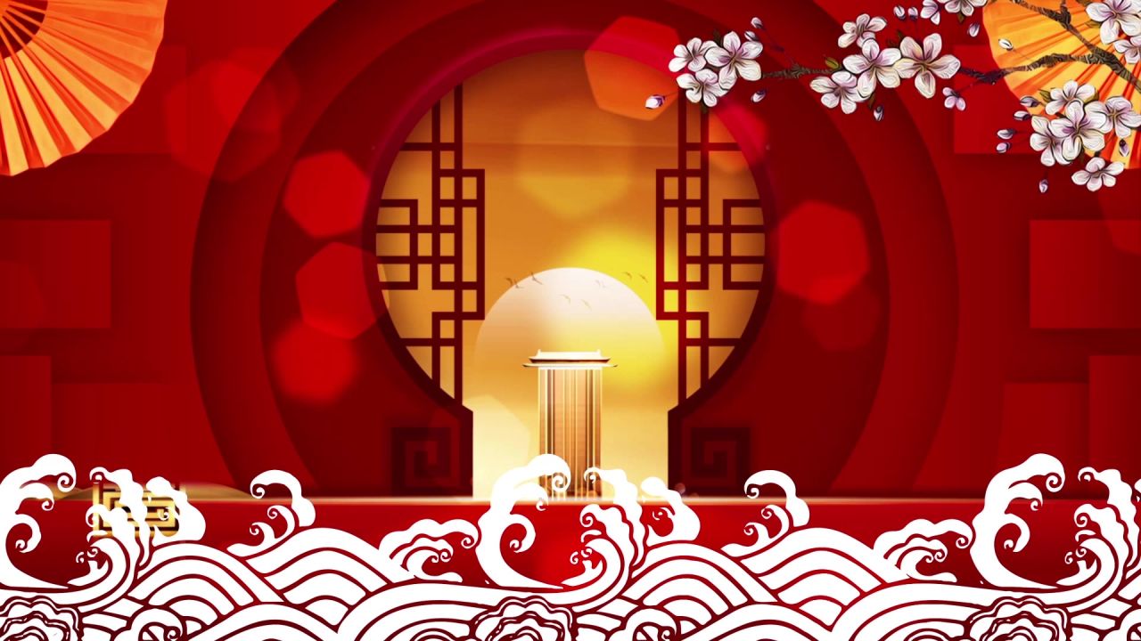 古风背景视频 中国风 意境春天 桃花 水墨 102