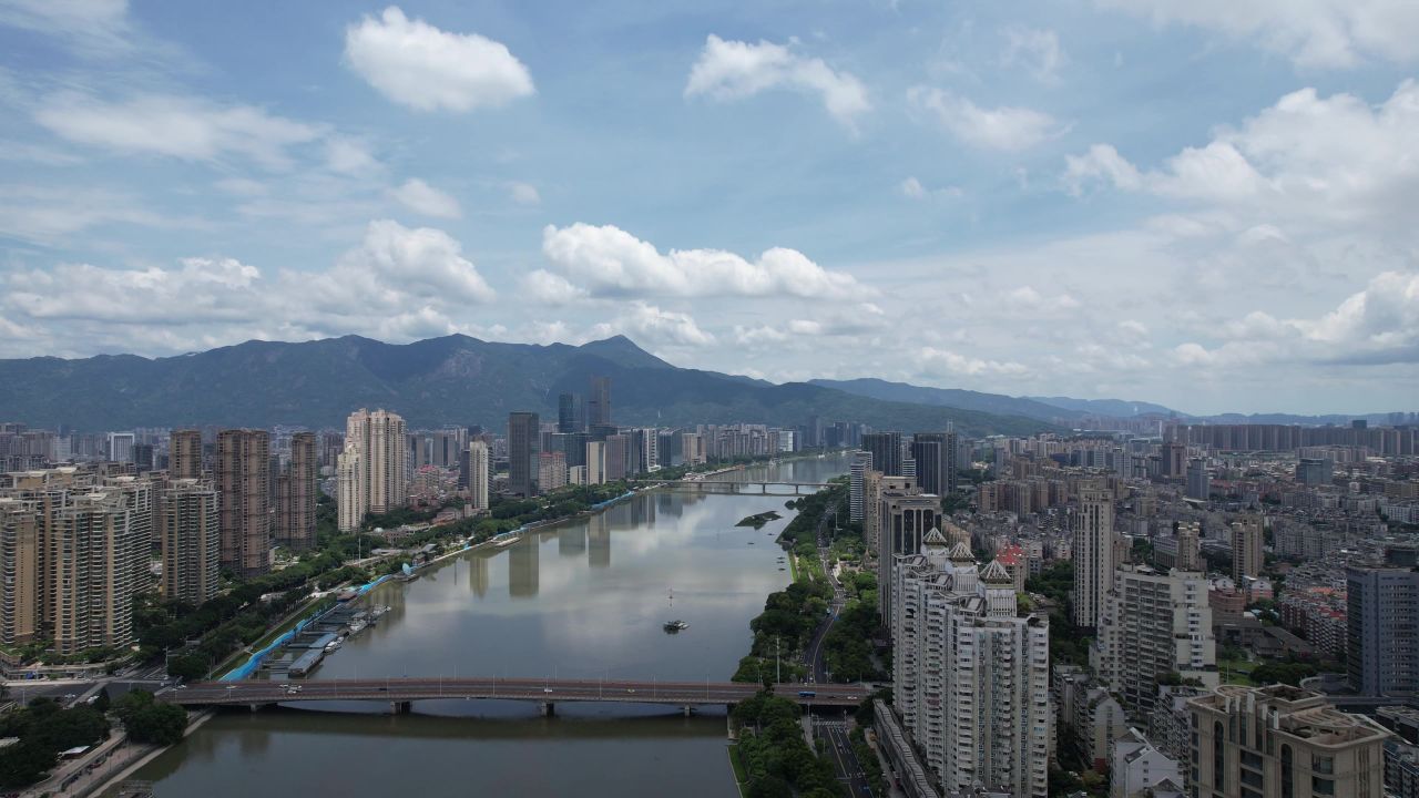 福建福州城市风光航拍 