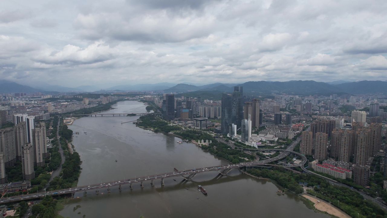 福建福州城市风光航拍 