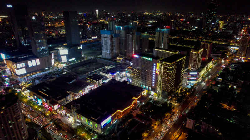 云南昆明城市风光交通航拍图 