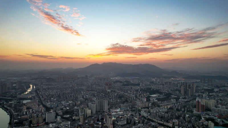 广东江门城市风光航拍图 