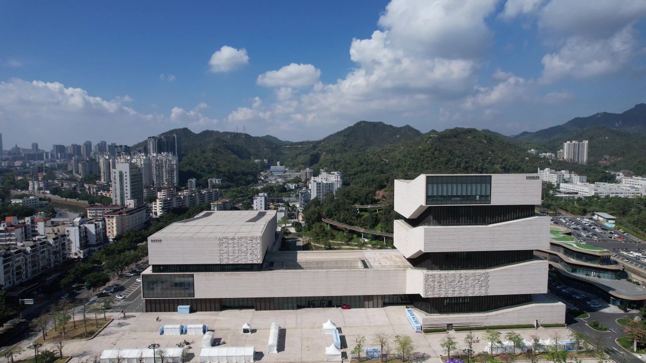 广东珠海规划展览馆航拍