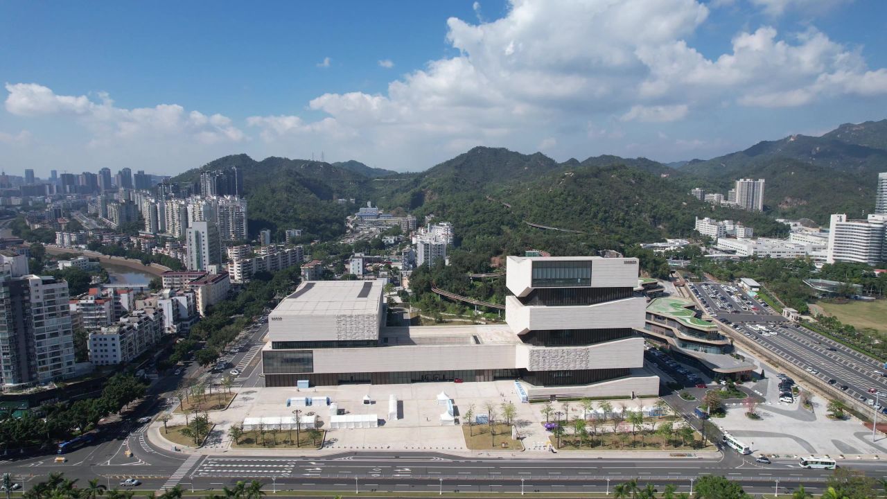 广东珠海规划展览馆航拍