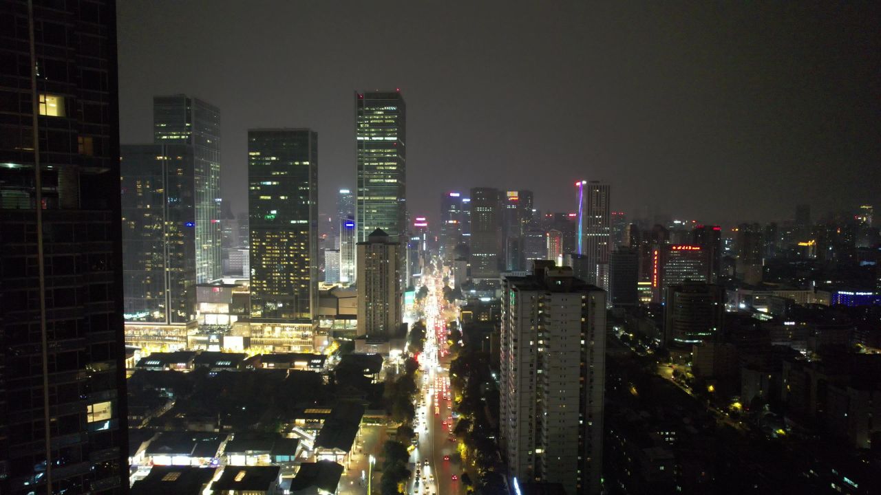成都春熙路太古里夜景灯光航拍